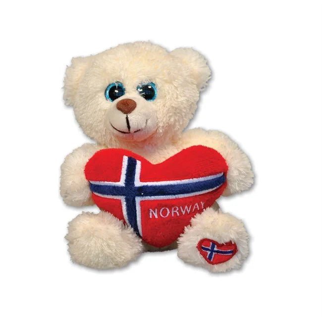Polar Bear with Norwegian Flag Heart, Small - Fjord & Pine