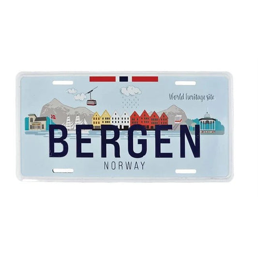 Embossed Bergen Skyline License Plate