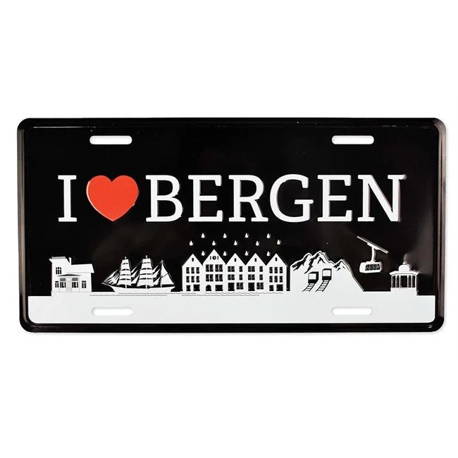 Bilskilt, I love Bergen, preget