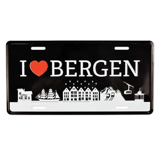 Embossed I Love Bergen License Plate