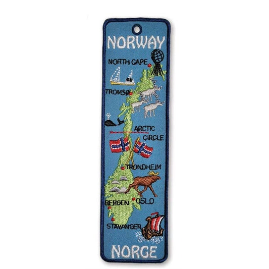 Fabric Bookmark with Map of Norway