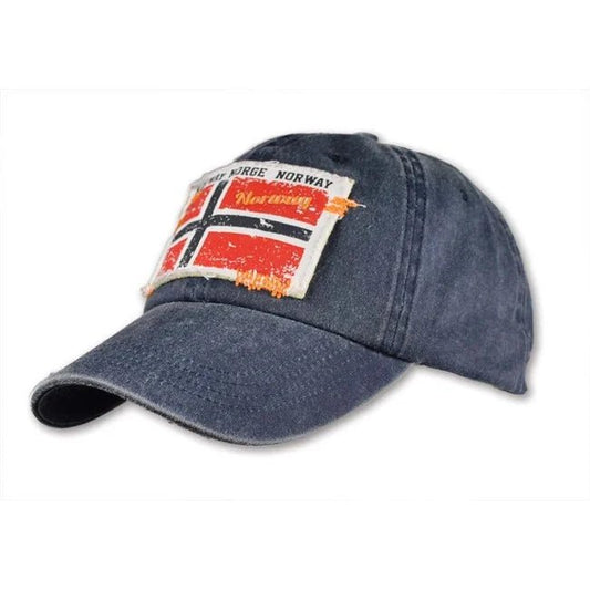 Navy Cap with Distressed Norwegian Flag
