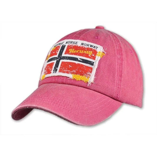 Pink Cap with Distressed Norwegian Flag