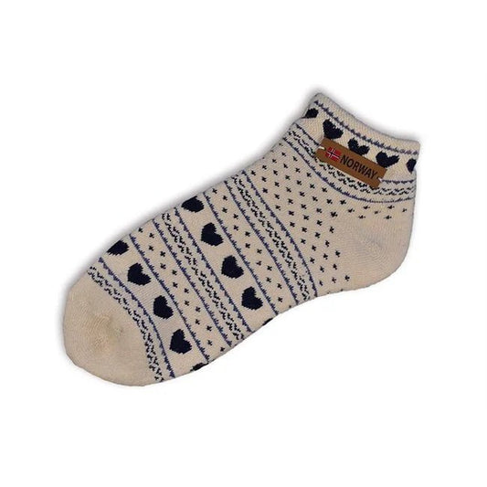 Women’s Beige and Blue Angora-Blend Socks