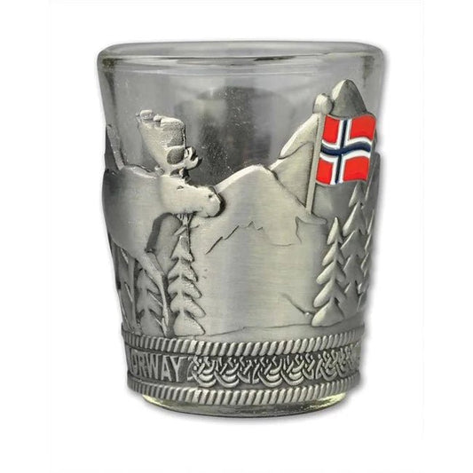 Glass Shot Cup with Pewter-Style Decoration