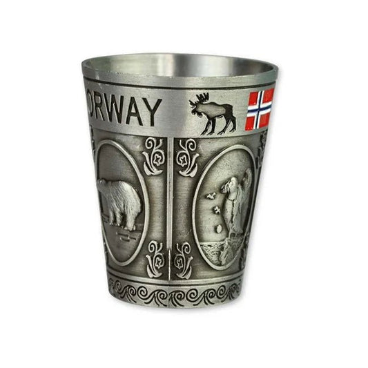 Metal Shot Cup with Norwegian Animals
