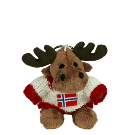Moose Ornament in Red and White Flag Sweater