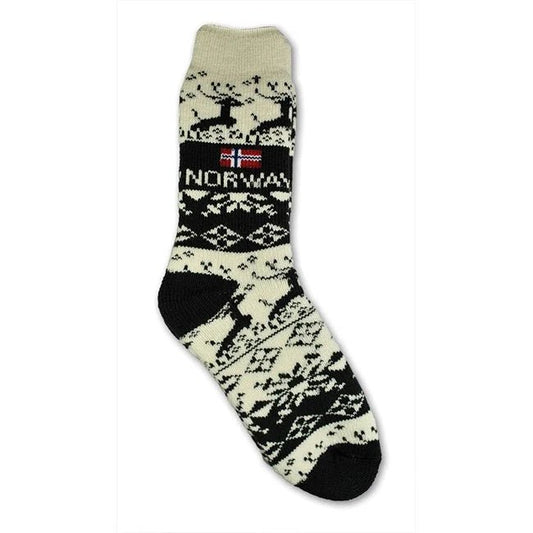White Lined Reindeer Socks, Size 6–9