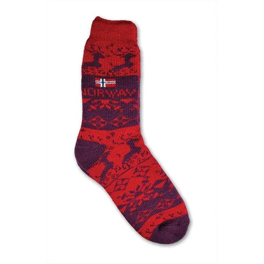 Red Lined Reindeer Socks, Size 6–9