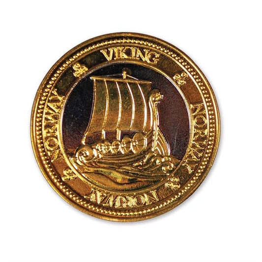 Gold-Colored Souvenir Coin, Viking Ship