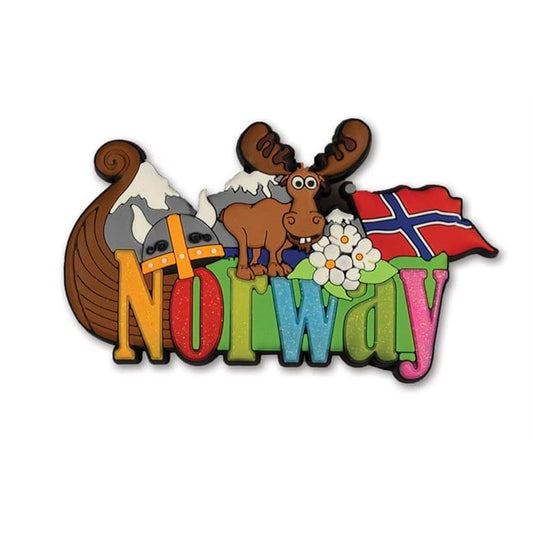 Glitter Viking Ship Norway Rubber Magnet