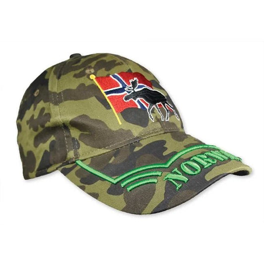 Camouflage Cap with Moose and Norwegian Flag