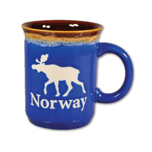 Blue Ceramic Moose & Norway Mug