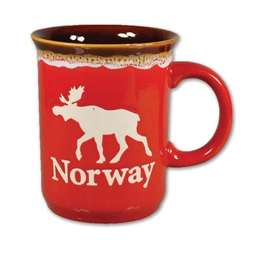 Red Ceramic Moose & Norway Mug