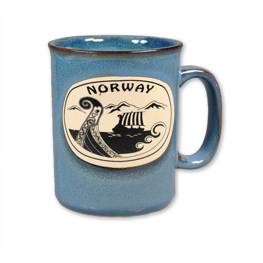 Blue Ceramic Viking Ship Mug