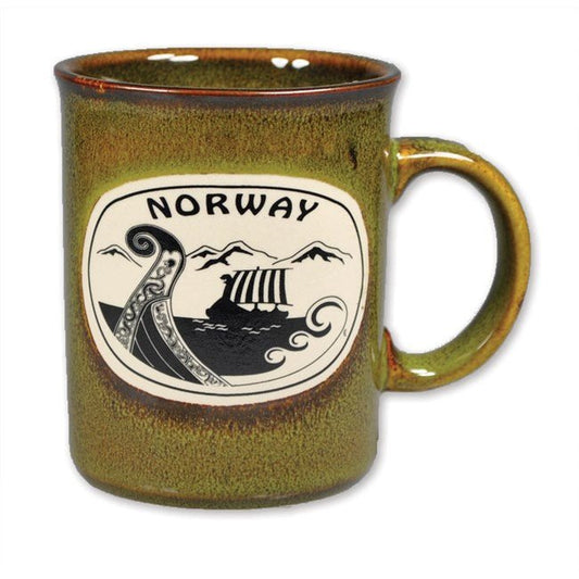 Green Ceramic Viking Ship Mug