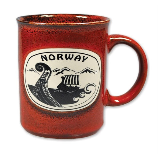 Red Ceramic Viking Ship Mug