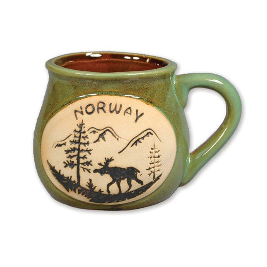 Green Ceramic Moose Teacup