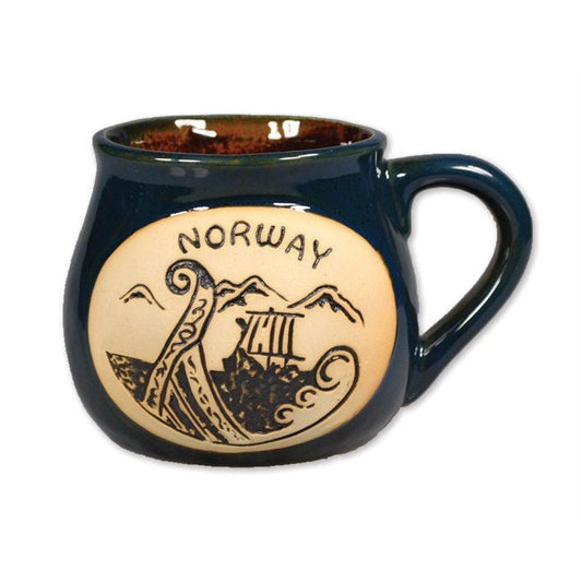 Blue Ceramic Viking Ship Teacup