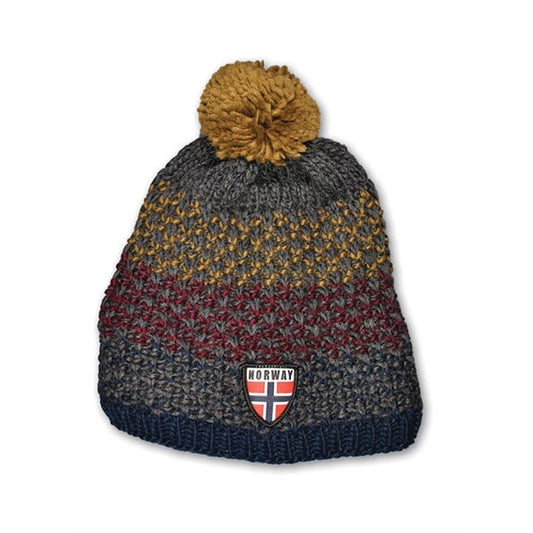 Gray and Burgundy Textured-Knit Beanie