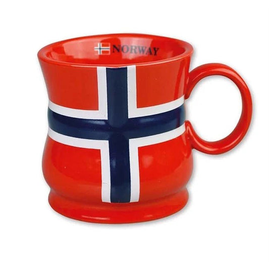 Red Mug with Embossed Norwegian Flag