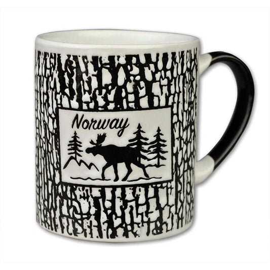 White and Black Tree-Stump Moose Mug