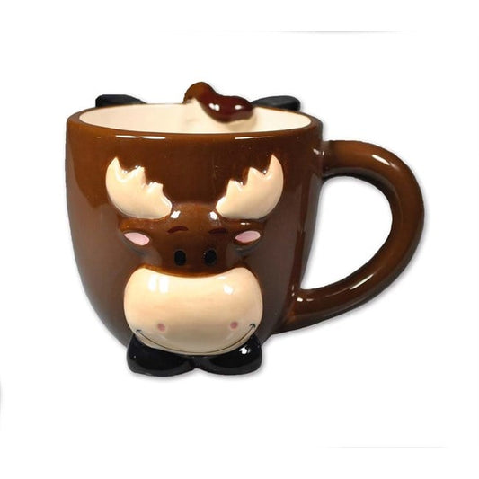 Brown Mug with Moose Figurine