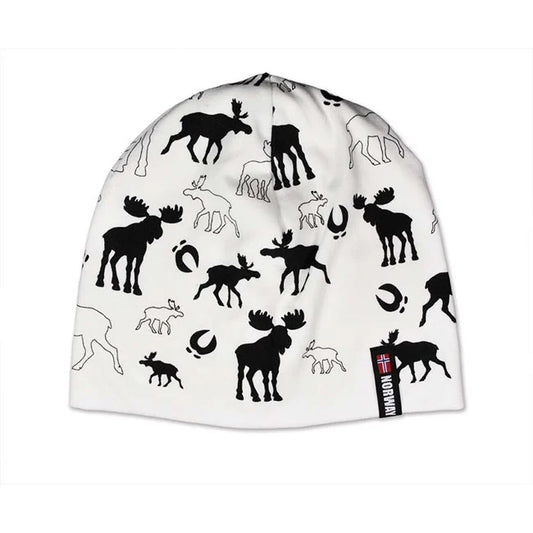 White Repeating Moose Beanie