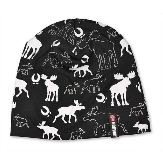 Black Repeating Moose Beanie