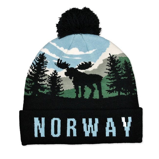 Norway Moose Beanie, Blue and Green