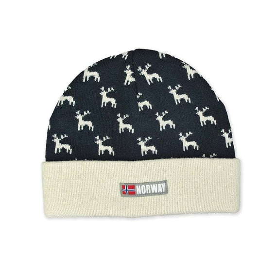 Norway Moose Beanie, Navy and Gray