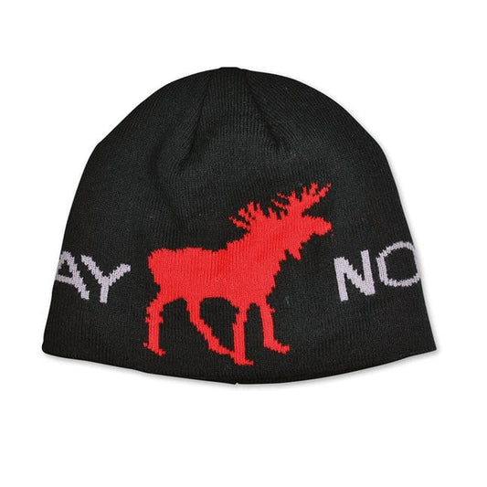 Black Beanie with Red Moose