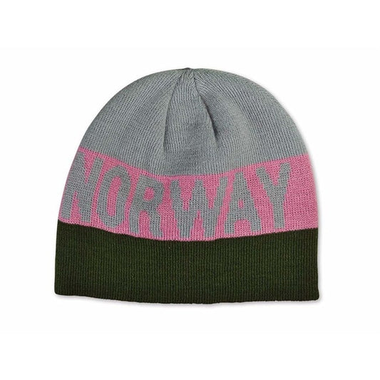 Woven Norway Beanie, Pink and Gray