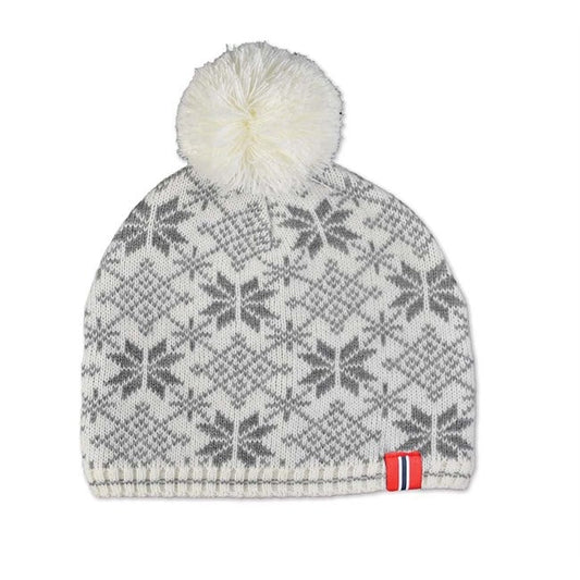 Gray and White Snowflake Beanie