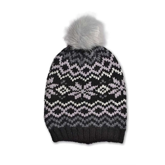Black Glitter Snowflake Beanie