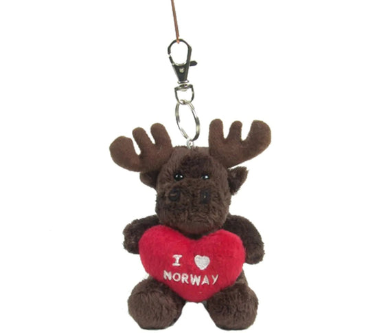 I Love Norway Moose Keychain with Heart