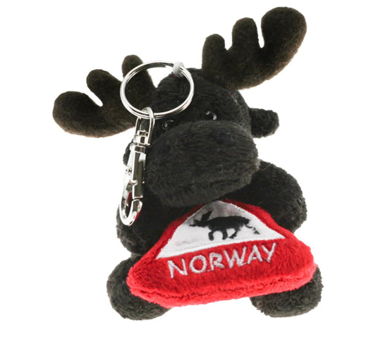 Moose Keychain with Warning Sign