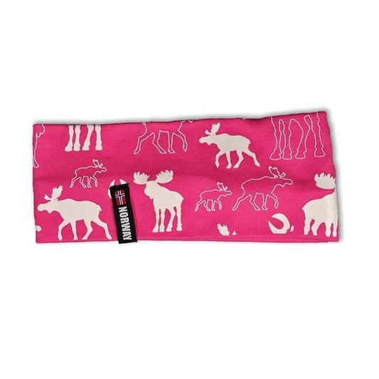 Pink Repeating Moose Headband