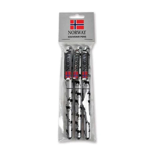 Set of 3 Silver Moose Ballpoint Pens