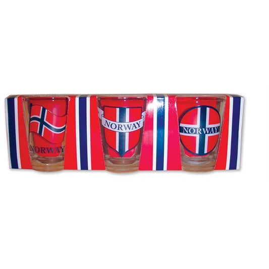 Set of 3 Norwegian Flag Shot Cups