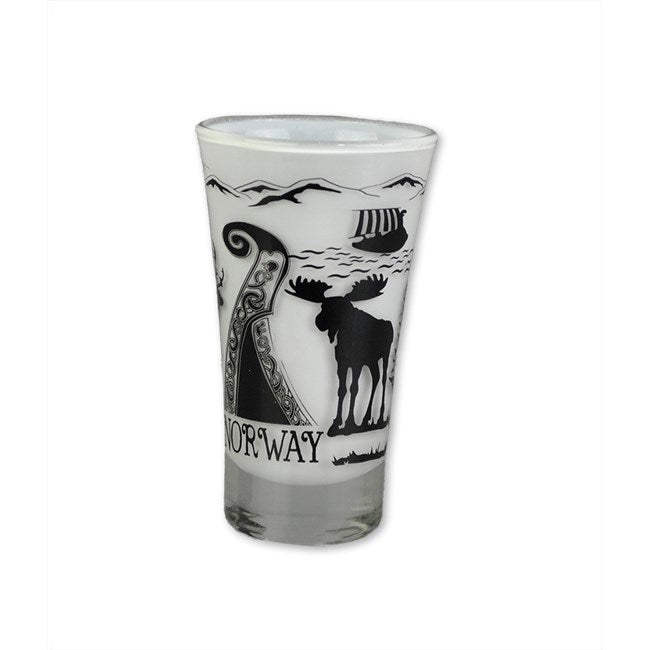 Shotglass, Sort/Hvit, Norgesmotiv