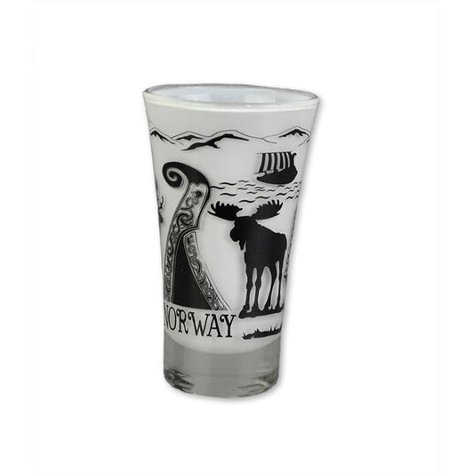 Black and White Shot Glass, Norway Motifs