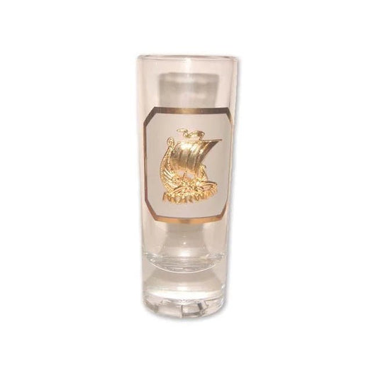 Schnapps Glass with Gold Viking Ship