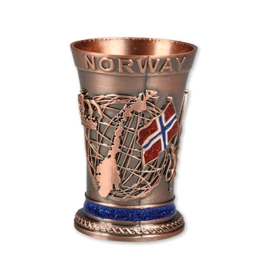 Bronze-Color Schnapps Glass with Norway Motifs