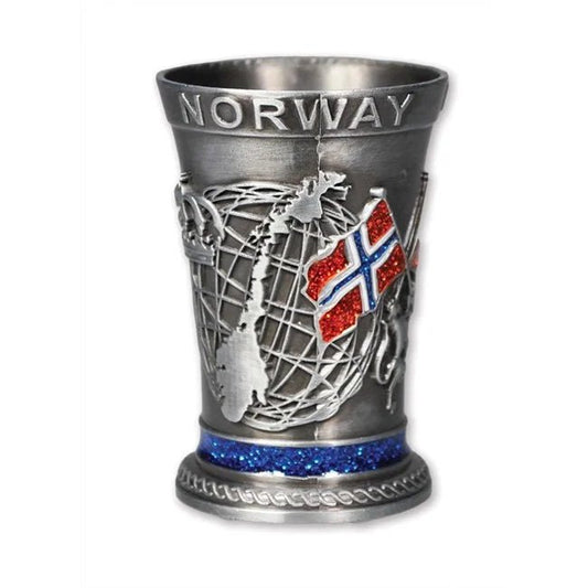 Pewter-Style Schnapps Glass with Norway Motifs