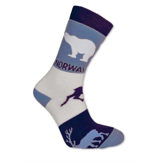 Thick Blue Nordic Animal Socks, Size 9–12