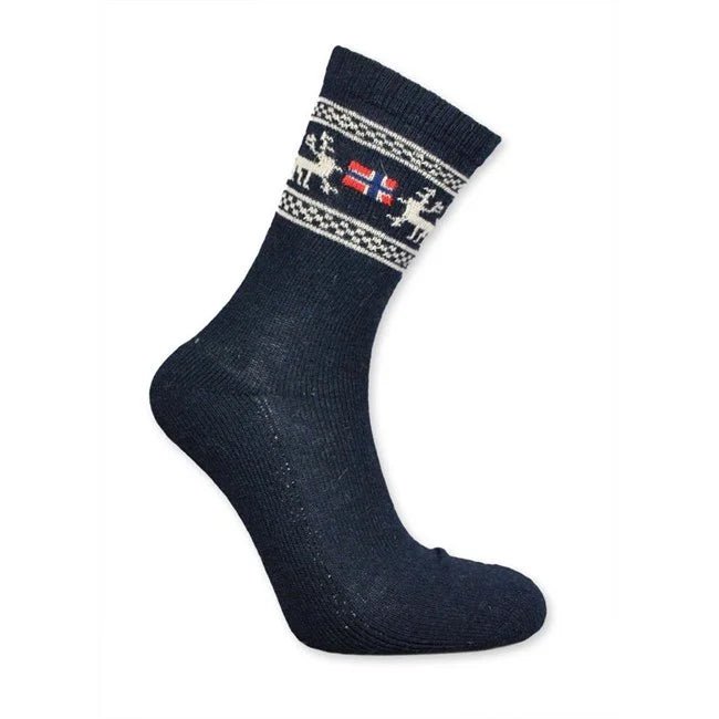 Sokk med angora, Elg Flagg, Blå 8,5 - 12,5