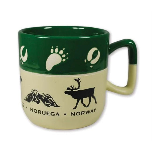 Green Stoneware Mug with Norwegian Wildlife