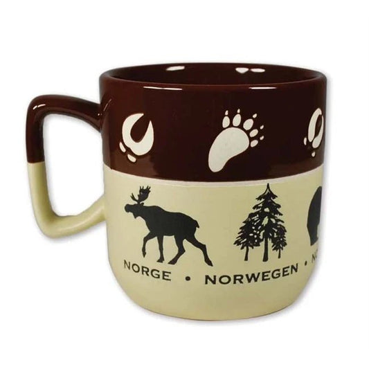 Brown Stoneware Mug with Norwegian Wildlife