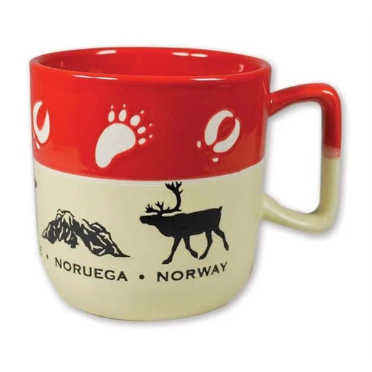 Red Stoneware Mug with Norwegian Wildlife
